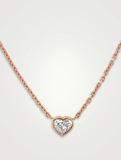 18K Rose Gold Bezel Heart Diamond Necklace