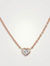 18K Rose Gold Bezel Heart Diamond Necklace
