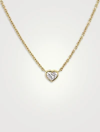 18K Gold Bezel Heart Diamond Necklace