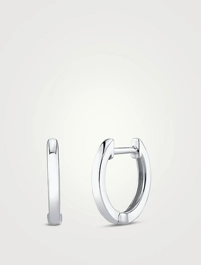 18K White Gold Classic Huggie Hoop Earrings