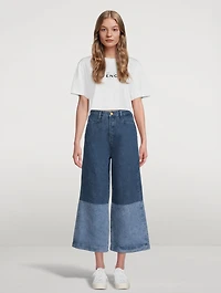 Two-Tone Barrel-Leg Jeans