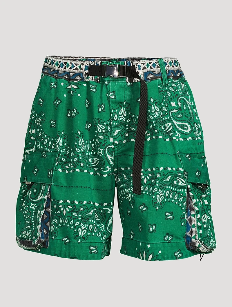 Belted Shorts Bandana Print