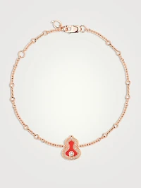 Wulu 18K Rose Gold Bracelet With Red Agate And Diamonds