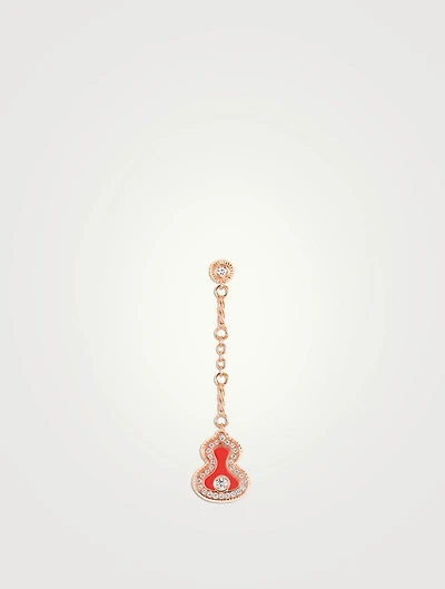 Wulu 18K Rose Gold Drop Earring With Red Agate And Diamonds