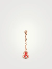 Wulu 18K Rose Gold Drop Earring With Red Agate And Diamonds