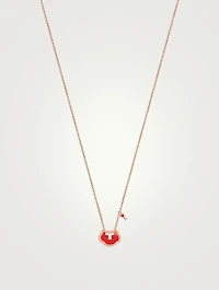 Yu Yi 18K Rose Gold Necklace Red Agate And Diamonds