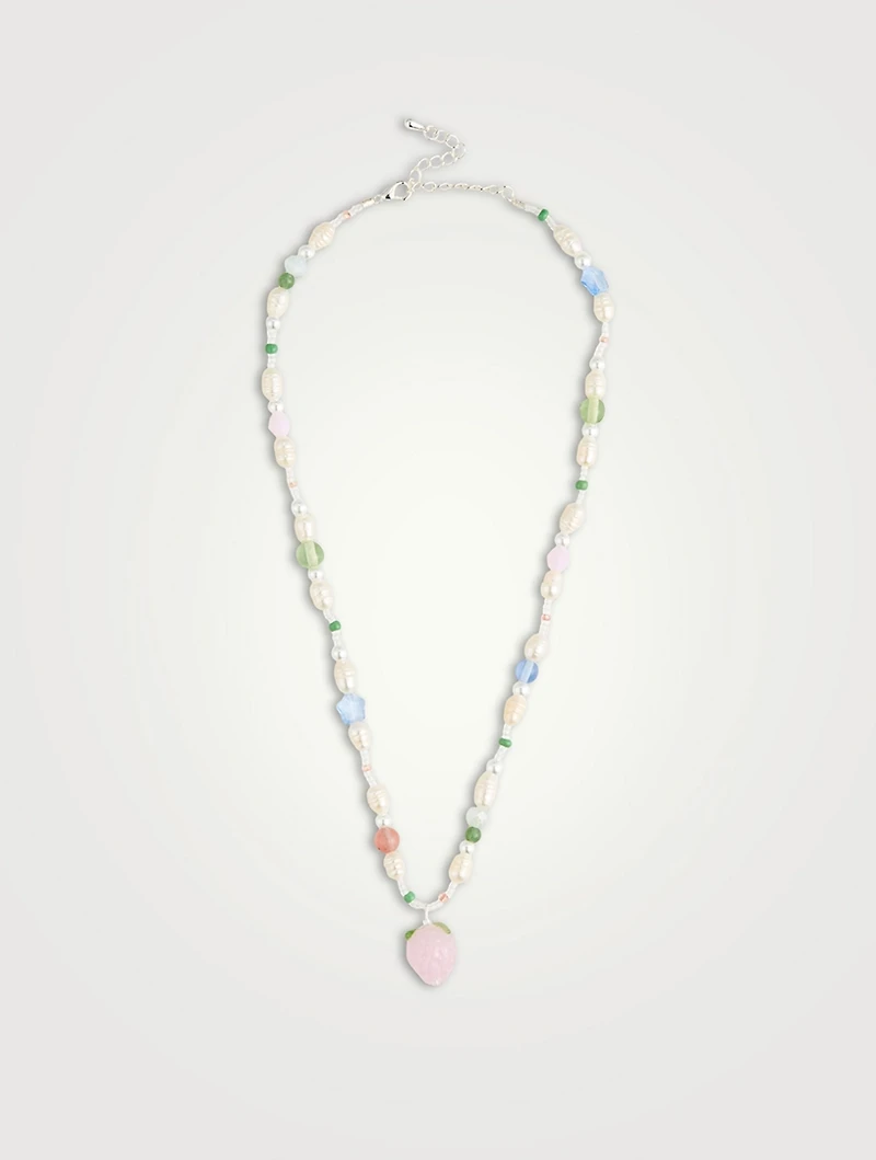 Bisous Beads x Fruit Assembly Beaded Strawberry Necklace