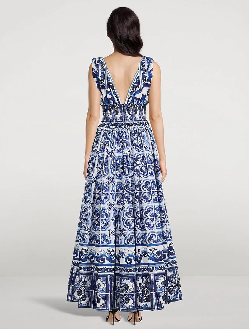 Cotton Poplin Maxi Dress Majolica Print