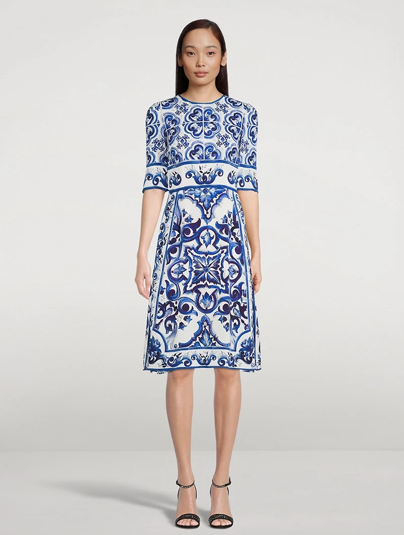 Charmeuse Midi Dress Majolica Print