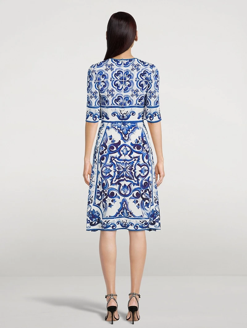 Charmeuse Midi Dress Majolica Print