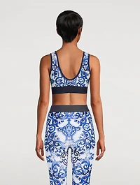 Logo-Band Sports Bra Majolica Print
