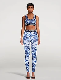Logo-Band Sports Bra Majolica Print