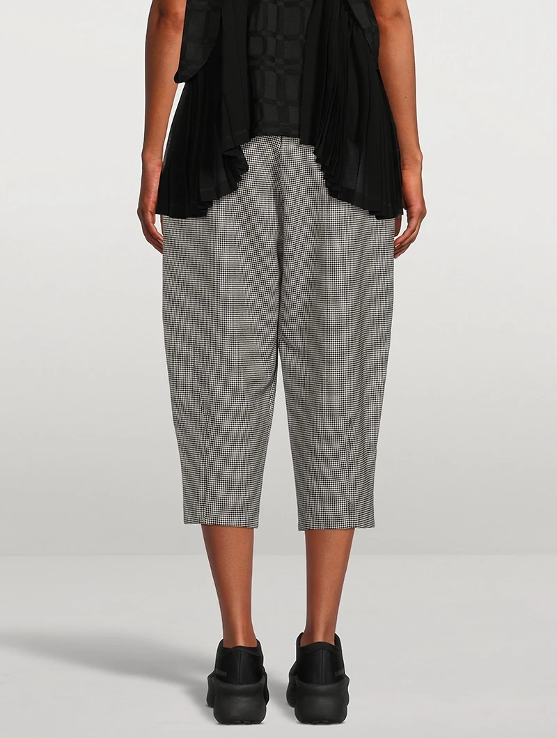 Tapered Wool Trousers Houndstooth Print