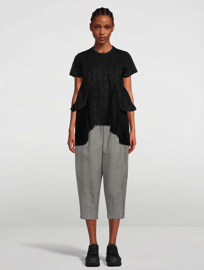 Tapered Wool Trousers Houndstooth Print