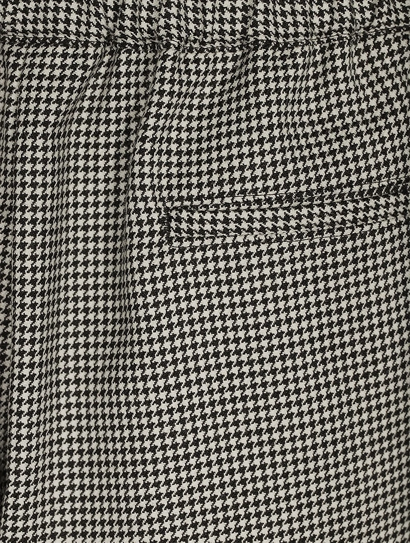 Tapered Wool Trousers Houndstooth Print