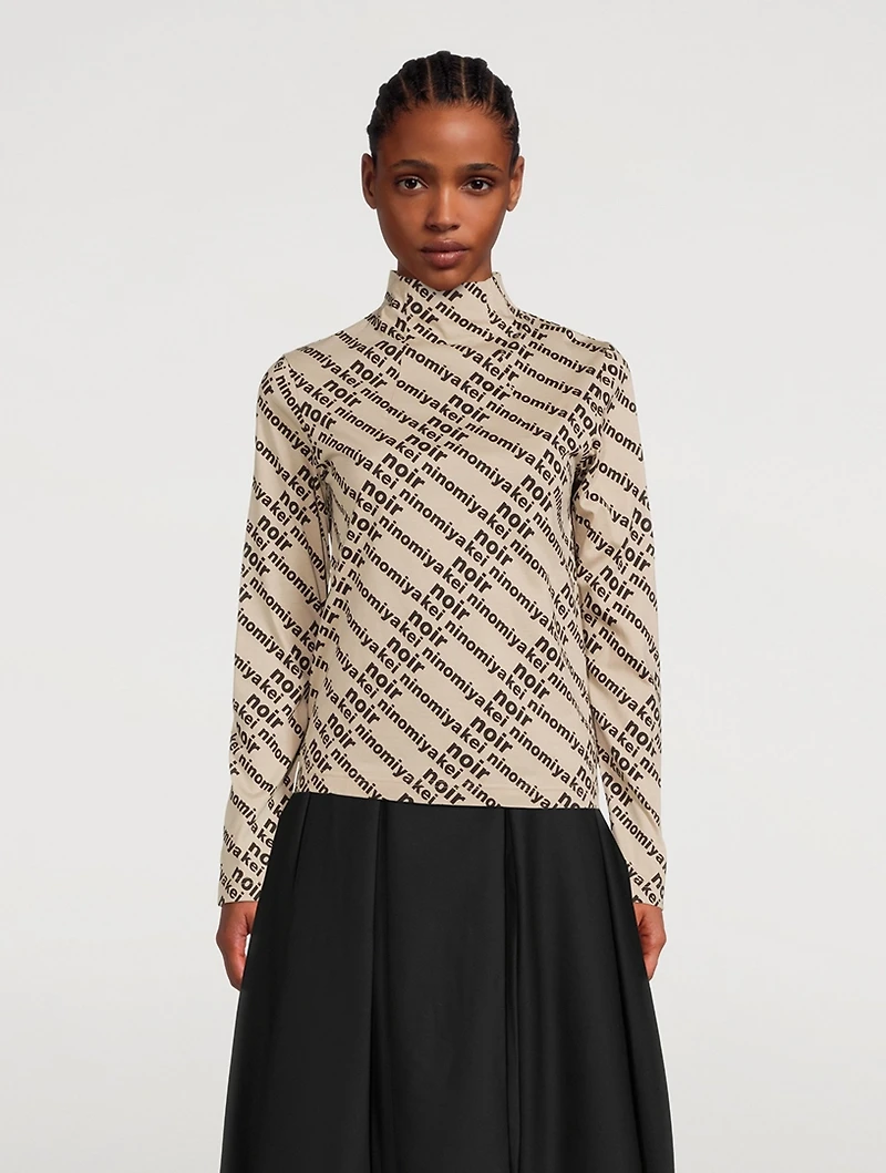 Cotton Turtleneck Logo Print