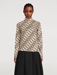 Cotton Turtleneck Logo Print