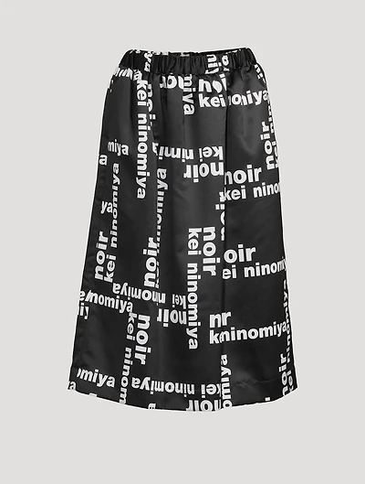 Satin Midi Skirt Logo Print
