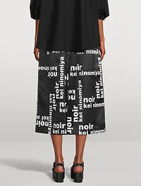 Satin Midi Skirt Logo Print