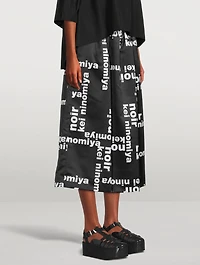 Satin Midi Skirt Logo Print