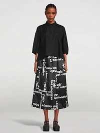 Satin Midi Skirt Logo Print