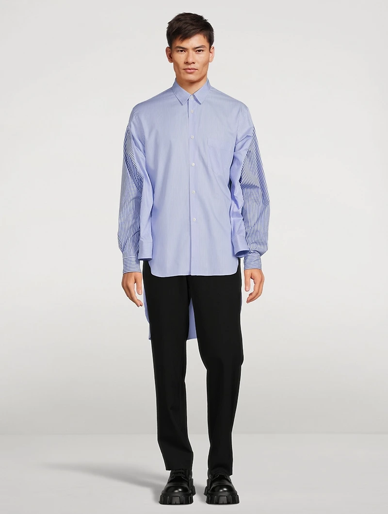 Cotton Shirt With Dropped Hem