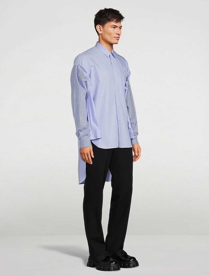 Cotton Shirt With Dropped Hem