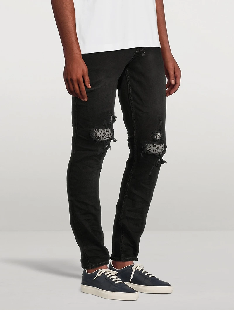 Chitch Leopard Patch Krow Slim-Fit Jeans