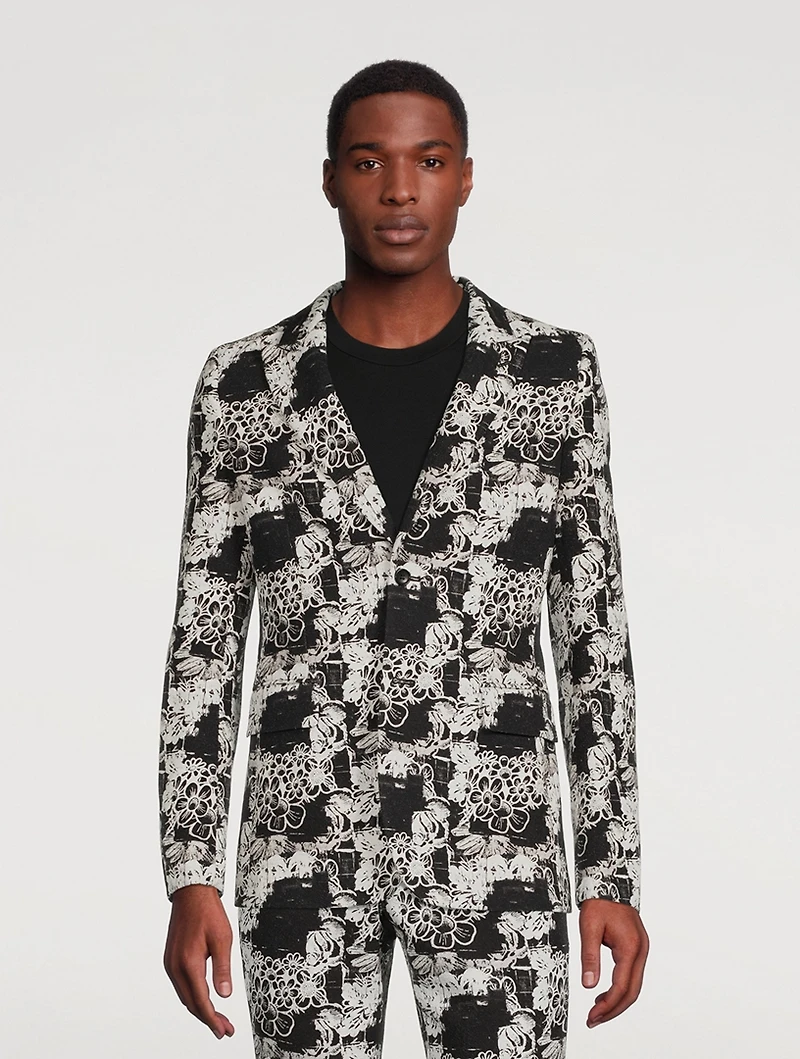 Cotton Single-Breasted Jacket Floral Print