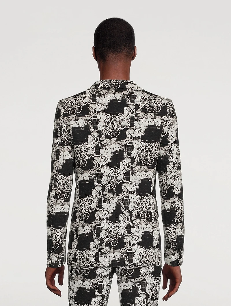 Cotton Single-Breasted Jacket Floral Print