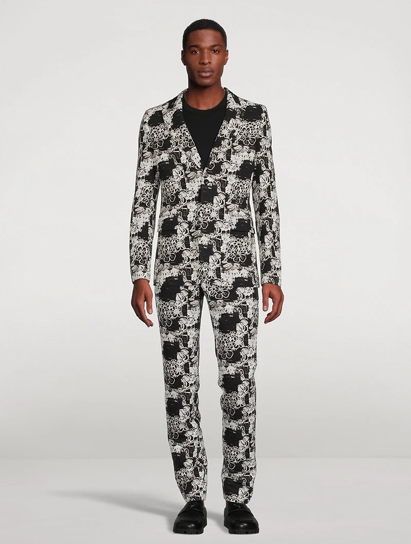 Cotton Single-Breasted Jacket Floral Print