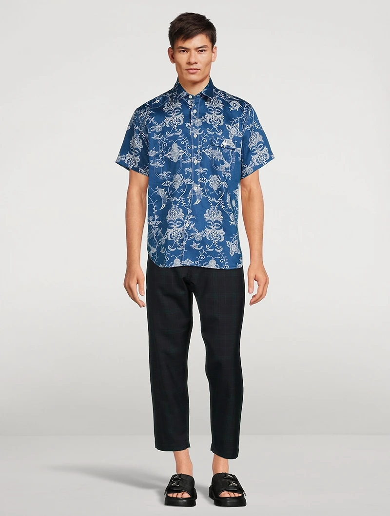 Linen And Cotton Short-Sleeve Shirt