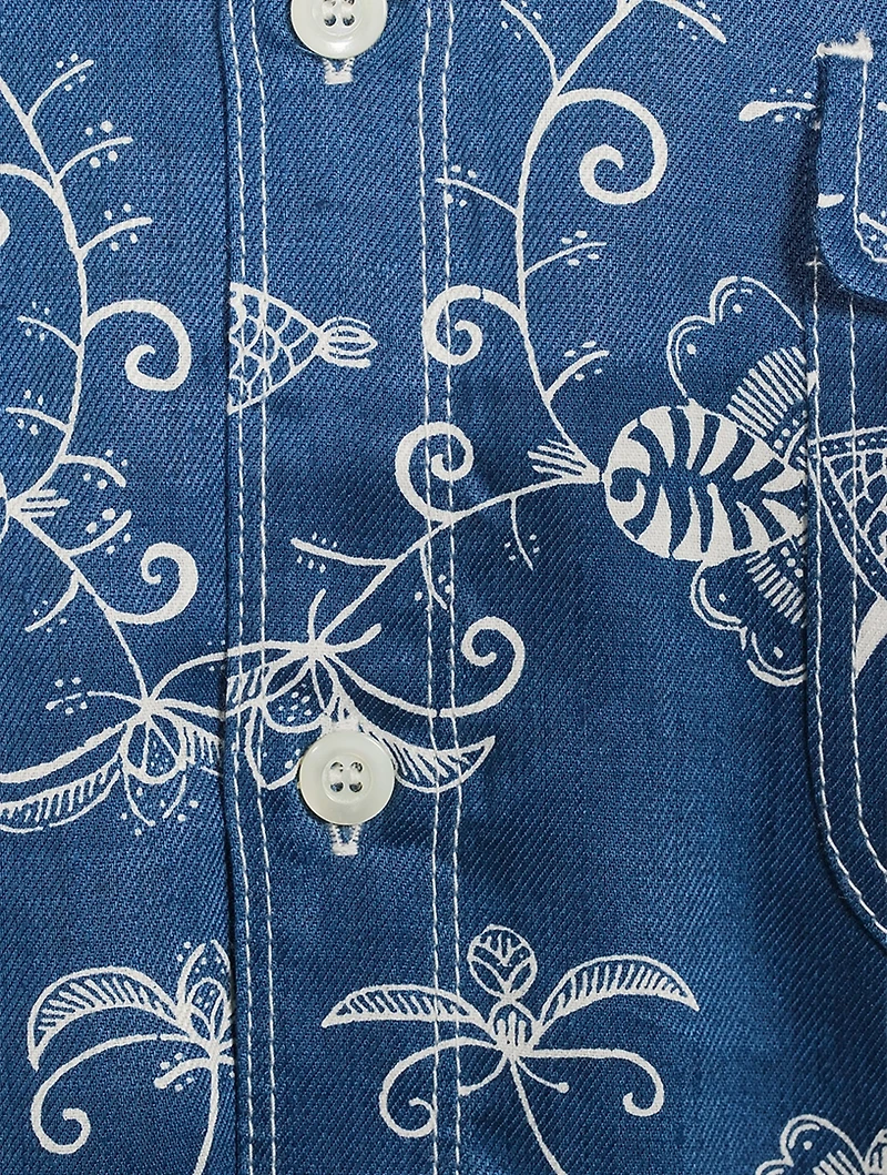 Linen And Cotton Short-Sleeve Shirt