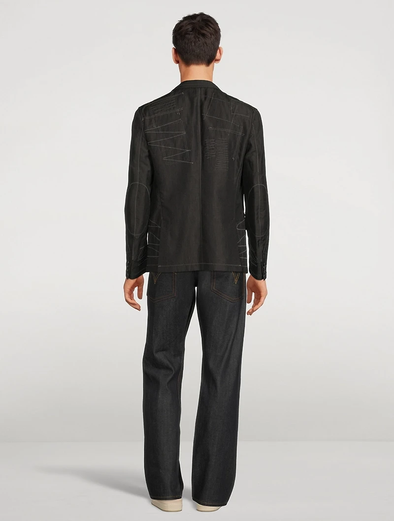 Wool-Blend Jacket With Stitching