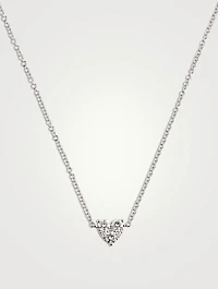 14K White Gold Diamond Heart Choker Necklace