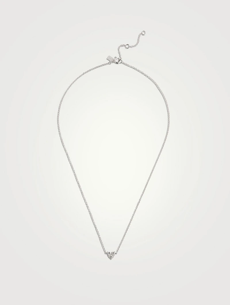 14K White Gold Diamond Heart Choker Necklace