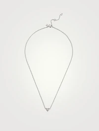 14K White Gold Diamond Heart Choker Necklace