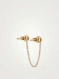 14K Gold Double Chain Stud Earring With Diamonds