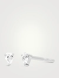 Mini 14K White Gold Diamond Pear Stud Earrings