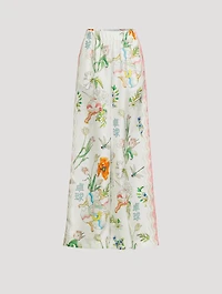 Silk Printed Wide-Leg Pants