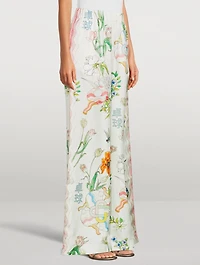 Silk Printed Wide-Leg Pants