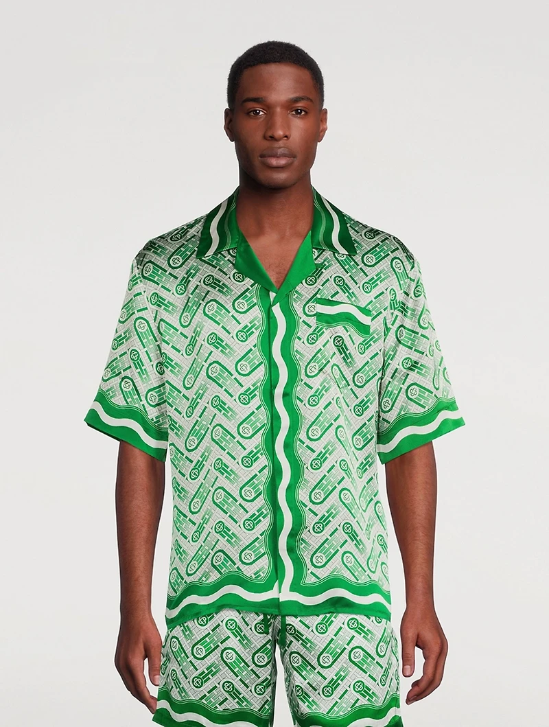 Ping Pong Monogram Silk Cuban Shirt