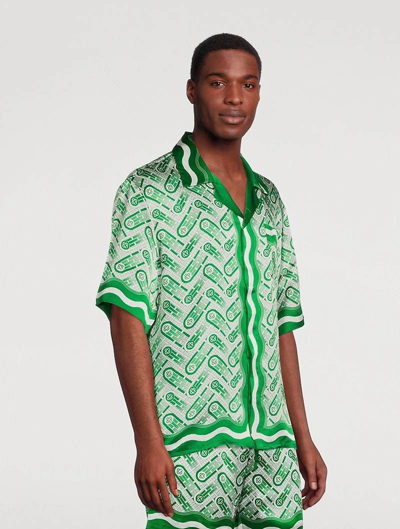 Ping Pong Monogram Silk Cuban Shirt