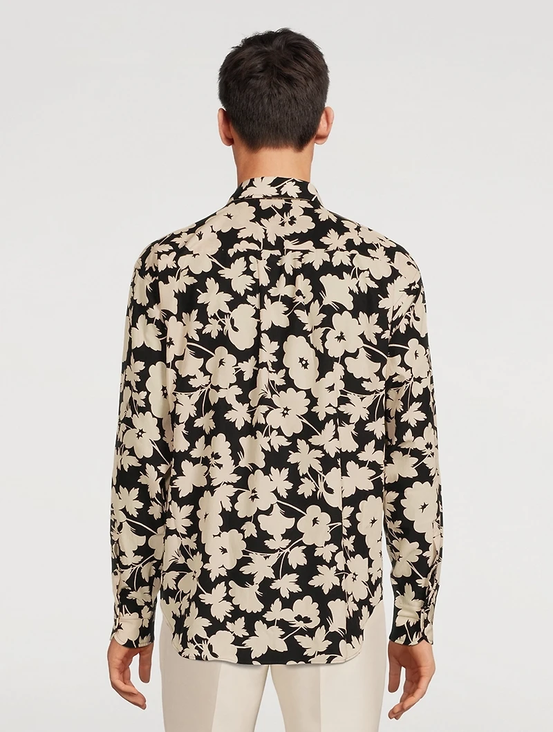 Cotton-Blend Shirt Floral Print