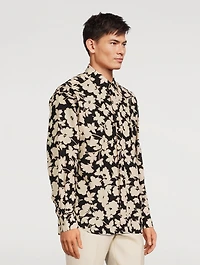 Cotton-Blend Shirt Floral Print