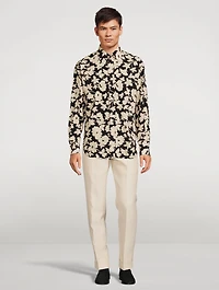 Cotton-Blend Shirt Floral Print