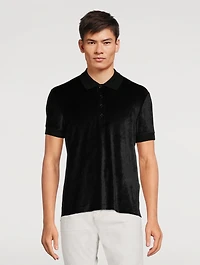 Velour Short-Sleeve Polo Shirt
