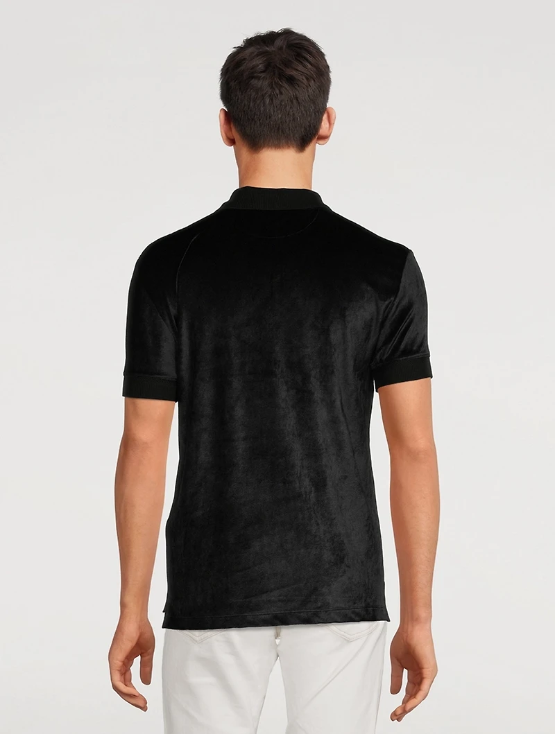 Velour Short-Sleeve Polo Shirt