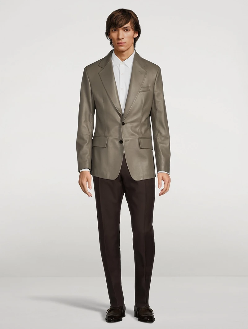 Leather Single-Breasted Jacket