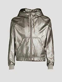 Leather Down Zip Hoodie